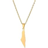 Palestine Necklace Stainless Steel Pendant for Women Men Country Map Jewelry Daily Accessories