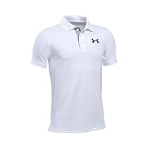 Under Armour Boy's Match Play Polo, White/Black, Youth X-Small