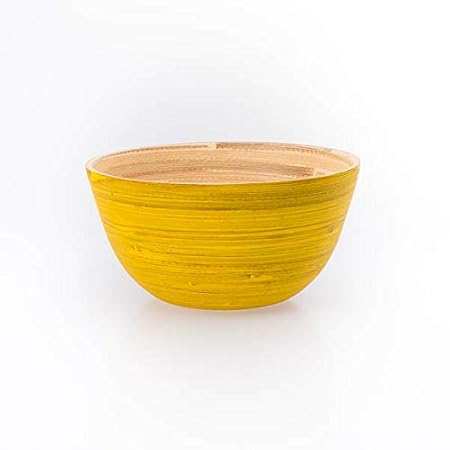 Bea Mely Bambus-Schale - Holzschale - Salat-Schüssel - Dip - Müsli - Suppen-Schale - gelb