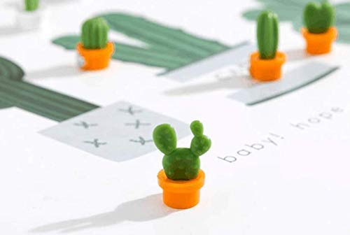 JMAF refrigerator magnet kitchen magnet office magnet whiteboard and dry cleaning board, lovely and colorful potted design (12 sets) (cactus)