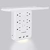 6 Outlet Socket Wall Shelf Surge Protector 1700 Joules, Wall Mount Outlet Extender Multi Plug with 2 USB Charging Ports…