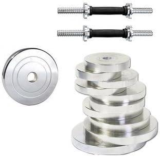Produman home Gym & exercise equipment combo of 1 pair of Steel dumbbell rods with 65 kg Steel weight plates