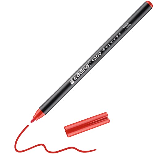 edding 1300 Colour Pen Medium - red - 1 Pen - Round Nib 2 mm - Felt Pen for Dra…