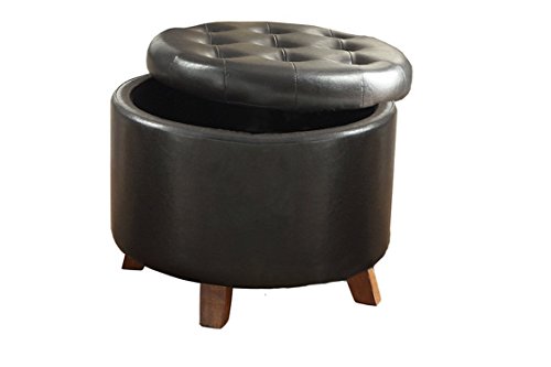 Major-Q Pxf7061 Tufted Brown Finish Faux Leather Storage Cocktail Ottoman
