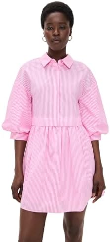 english factory poplin combo knit mini dress English Factory Women's Poplin Combo Knit Dress