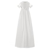 Abaowedding Baby Girl Christening Dresses Stain Baptism Gowns with Hat and Headband 24M Ivory