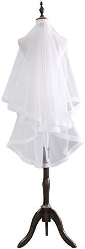 Fishlove Short Mantilla Veils Catholic Fingertip Ribbon Edge 2 tiers Wedding Veils For Brides HL60