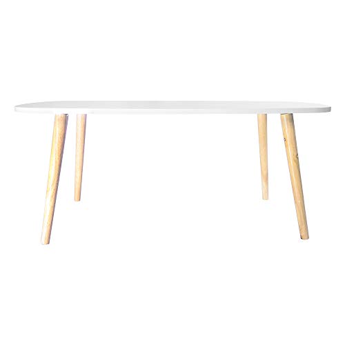 Lucoo Coffee/Cocktail Table with Solid Rubber Wood Legs, Minimalist Modern Style 39.3719.68 Inch (White)