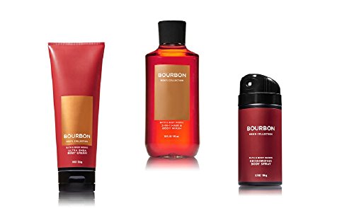 Bath & Body Works - Signature Collection - Bourbon - 2-in-1 Hair + Body Wash - Deodorizing Body Spray & Ultra Shea Body Cream - designed just for him!