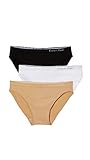 Calvin Klein Women's 3 Pack Pure Seamless Bikini Panty, Black/White/Bare, Medium
