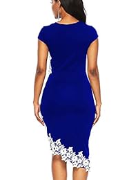 HiLady vestido de fiesta de boda con dobladillo de encaje blanco, cuello asimétrico, mangas altas, vestido con vaina de lápiz