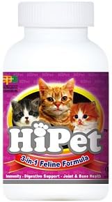 Hipet Feline 3 in 1 Formula - All Natural Mushroom Multi-functional Beta Glucan Supplement for Cats