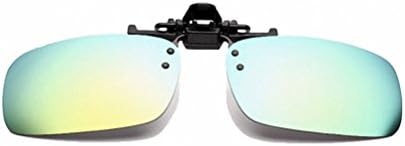 New Polarized Clip Flip up Sunglasses Lenses Glasses Driving Outdoor Sports Fishing Color Film Glsses for Men Women (black, Yellow-green)