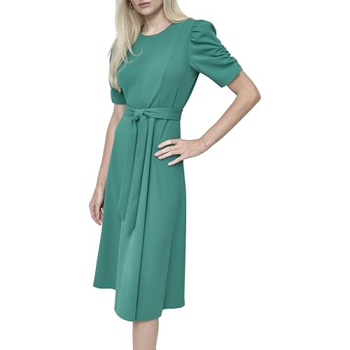 DKNY Women’s Jewel Neck Scuba Crepe Dress, Meadow, 2