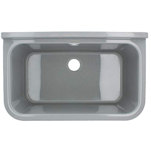 HYDROLAND Ausgussbecken Waschbecken mit Überlauf 55 x 34 x 21 Grau | Komplett mit Siphon Kunststoff Ablaufgarnitur Spüle… – Bild 4