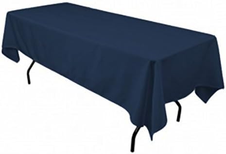 Tablecloth Rectangular Line Seamless 60x90 Inch Navy Blue By Broward Linens
