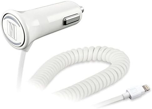 Apple Certified Lightning Car Charger for iPhone, iPad and iPod with Coil Lightning Cable -2.4 Amps - Compatible with iPhone, iPad and iPod Products
