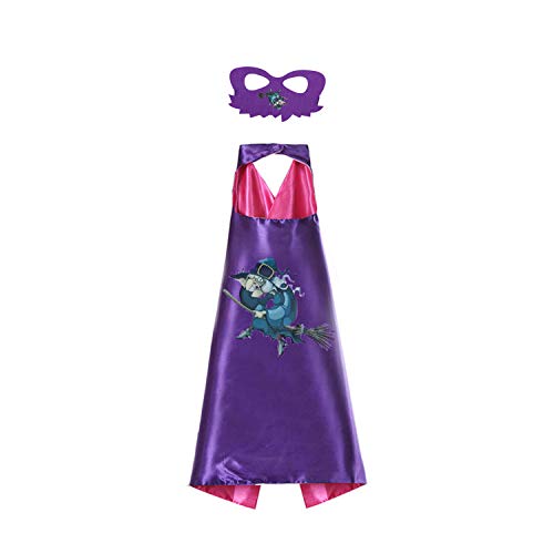 Kids Superhero Capes,Cartoon Dress Up Costumes Satin Capes with Felt Masks for Kids(4 Capes) Black