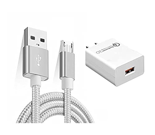 AC Charging Block 6FT Long Braided Micro USB Cable Cord Wire