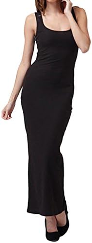 Ola Mari Ribbed Sleeveless Tank Maxi Dress, Medium, Black