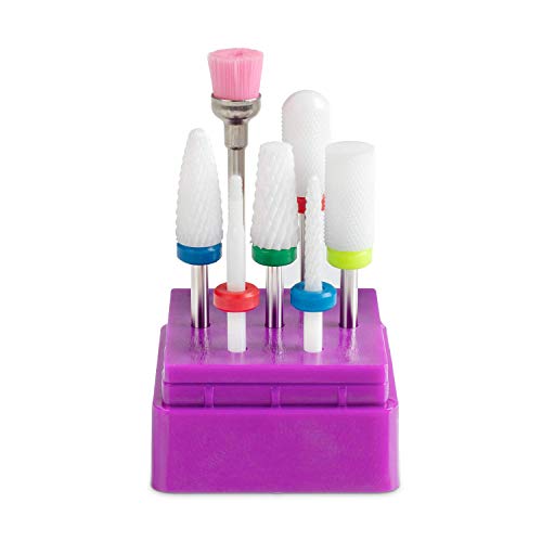 Ceramic Nail Drill Bits Professional Nails File Bit Set 7pcs 3/32 inch for Acrylic Gel Nails Cuticle Manicure Pedicure - Thumbnail 7