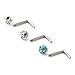 Ruifan 3PCS 18G Surgical Steel Clear & Colorful & Acid Gem Crystal L-Shaped Nose Bone Studs Ring Pins Piercing Jewelry