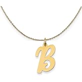 The Black Bow 14k Yellow Gold Medium Script Initial B Necklace
