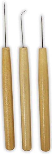 ARTIST'S BEST 3 Piece Clay Modeling Tool Set | 5-7/8" (14.9 cm), 6" (15.2 cm) & 6.5" (16.5 cm) Tools | Sharp Steel Points | 4.5" (11.4 cm) Wooden Handles | Ideal for Piercing, Hooking, and Smoothing