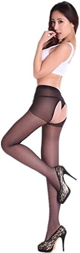 Women Sexy Sheer Thigh-High Stockings Tights for Sex Open Crotch Crotchless Sheer Pantyhose Socks 2 Pairs (black)
