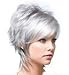 Women's Short Sliver-white Fluffy Wigs Natural Human Hair Wigs
