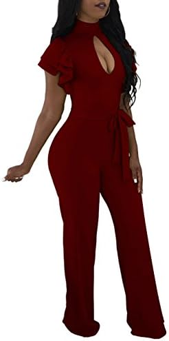 Women's Sexy Jumpsuits Elegant Long Sleeve Straight Long Pants Clubwear Rompers with Pockets