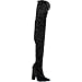 Cape Robbin Paw-27 Crushed Velvet Stretchy Pointy Toe Thigh High Over Knee Block Heel Boot