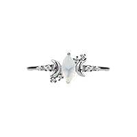Uscharm Love Rings Women Moon White Rings Opal Rings Wedding Engagament Band Ring Sterling Silver (SL9)