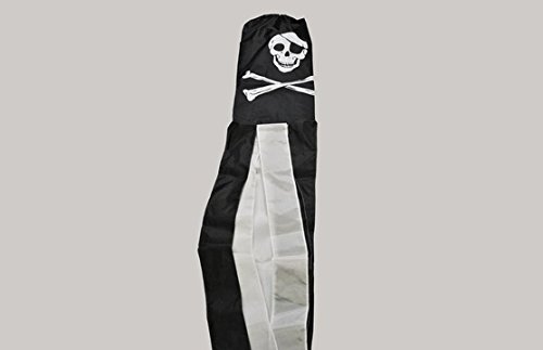 Flagtex Skull and Crossbones Windsock 150cm Weather Resistant Polyester Garden Windsock Pirate Skull Design Outdoor Decoration Wind Indicator Patio Garden 60 inch Wind Direction Windsock