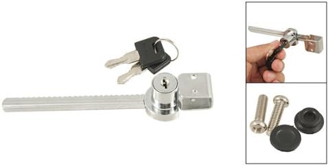 uxcell Sliding Saw Lock with Keys and Groove for Glass Showcase Door, Black - Image 3