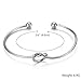 Casoty Love Knot Bangle Bracelet Simple Cuffs Bracelet for Women Girls Stretch Bracelets - Set of 4 (Silver)