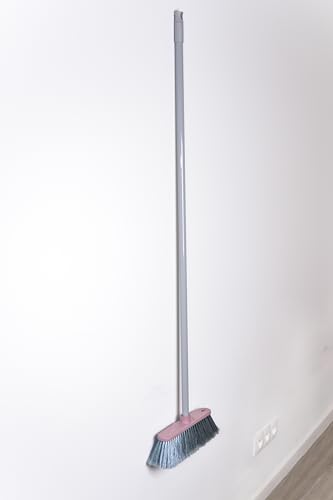 YORK Restart Broom with Long Handle, 120 cm, Beech Wood and Recycled Plastic, Ergonomic Floor Brush with Dense Bristles for Indoor and Outdoor Sustainable Erika Purple 31 cm Width