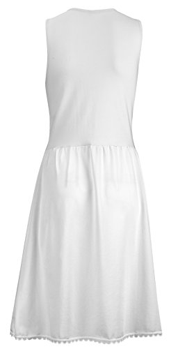 Mepase 2-Pack Girls White Slips – Sleeveless, Knee & Tea Length, Cotton-Nylon Blend – Underdress For Dresses & Nightwear