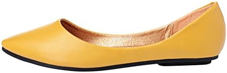 Verocara Women's Loafers Comfortable Pointy Toe Ballet Flat Shoes Yellow 6 B(M) US