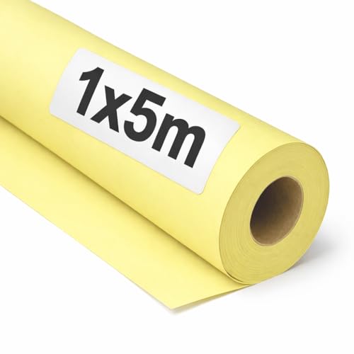OFITURIA Kraftpapier Gelb Pastell – Rolle 1 × 5 m – 3 Rollen – Geschenkpapier Und Verpackungspapier – Bastelpapier Für DIY, Dekoration Und Schnittmust