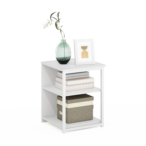 Furinno Camnus Modern Living End Table, Solid White/White