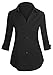 Women's Roll Up 3/4 Sleeve Button Up Collared Shirts with Stretch