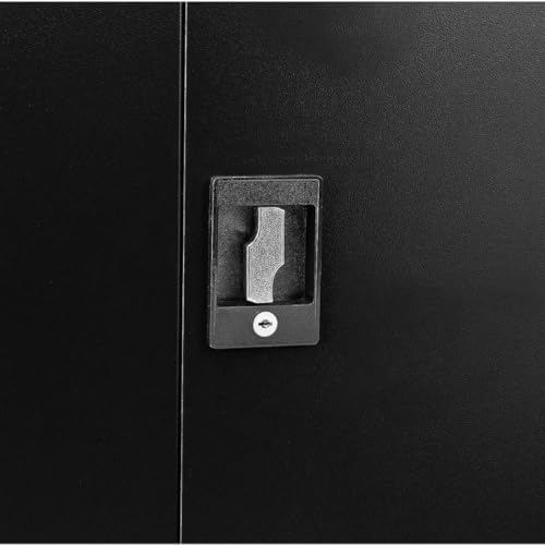 EKE Locker Metalico Gabinete Metalico Tipo Closet para Oficina Hogar Organizador Resguardo de Documtentos Armario de Almacenamiento con Puertas Entrepaños Ajustables Papeleria Hogar (Negro)