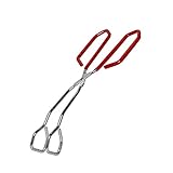|Upgraded| 11’’ Premium Stainless Steel Scissor Tongs Extra Long With Red Silicone Handle By Okey Kitchen | Great Scissors Tongs For Kitchen, Food, Cooking, Baking & BBQ