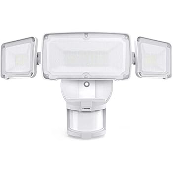 LEPOWER 35W LED Security Lights Motion Sensor Light Outdoor, 3500LM Dusk to Dawn Flood Light, 6000K, IP65 Waterproof, Full Metal, 3 Head Motion Detected Flood Light for Garage, Porch,Yard, Entryways