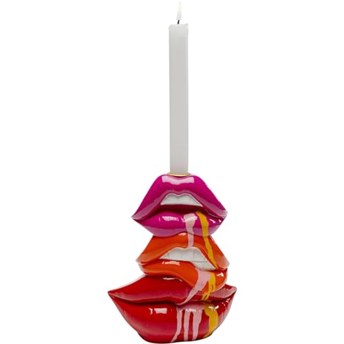 Kare Design Candle Holder Lips, Pink/Orange/Red, Pop Art, 21x17x7 cm