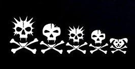 CCI Creative Concept Ideas Punk Rock Skull Family Decal Vinyl Sticker|Cars Trucks Vans Walls Laptop| White |7.5 x 2.5 in|CCI925