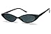 Mini Vintage Retro Extra Narrow Oval Round Skinny Cat Eye Sun Glasses Clout Goggles (Black Frame | Black)