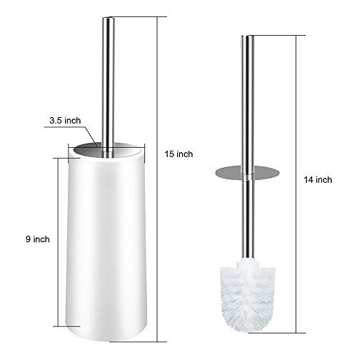 Glendan Toilet Brush and Holder,3 Pack Upgraded Modern Design with 304 Stainless Steel Long Handle and Kinsky Strong Bristles,Bathroom Toilet Bowl Brush Set-Ergonomic, Elegant,Durable