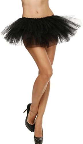 Hot Sale!Women Skirt Daoroka Sexy Elastic Stretchy Pleated Gauze Fluffy 5 Layered Tutu Adult Party Dancing Soft Underskirt Princess Costume Valentine's Day Gift For Lovers Girlfriend (Free, Black)